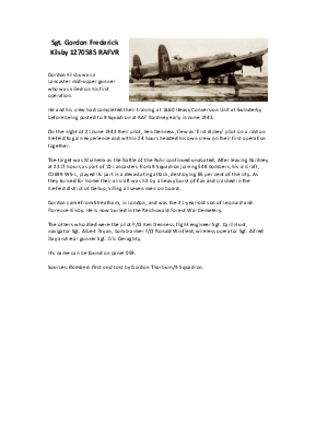 A preview of a PDF biography for Kilsby, Gordon Frederick